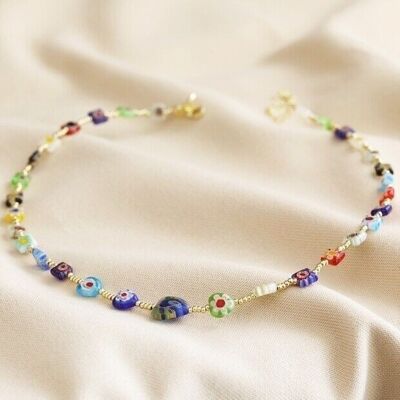 Collana di perle a cuore millefiori