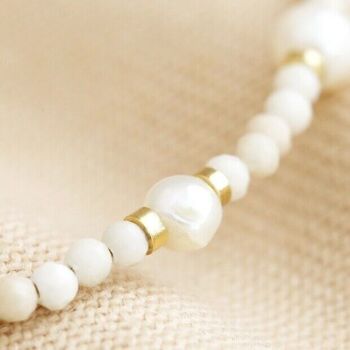 Bracelet en perles de pierres semi-précieuses Salut en or 4
