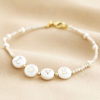 Bracelet en perles et pierres semi-précieuses Love en or 1