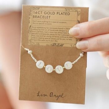 Bracelet en perles et pierres semi-précieuses Love en or 3