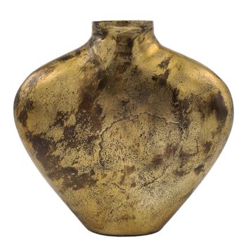 Vase - Sri Lanka - Métal - Laiton Antique Brillant - Motif Feuilles - Hauteur 26cm 3