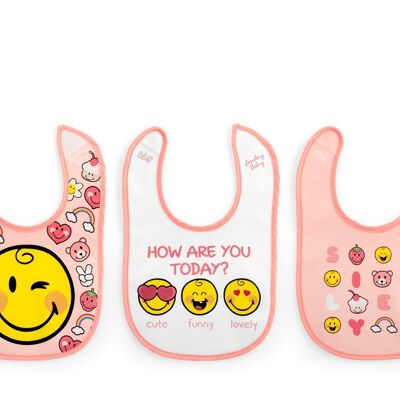 Set 3 bavaglini Smiley Baby  girl