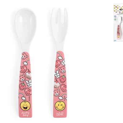 Smiley Baby girl cutlery set