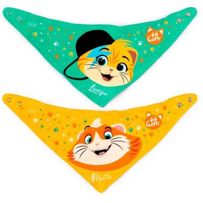 Lulabi 44 Cats Set 2 Bibs in Cotton, Bandana, Boy