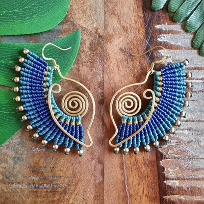 Blue & gold 'Magick Eye' boho earrings