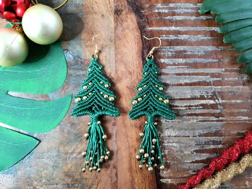 Christmas Tree boho macrame earrings