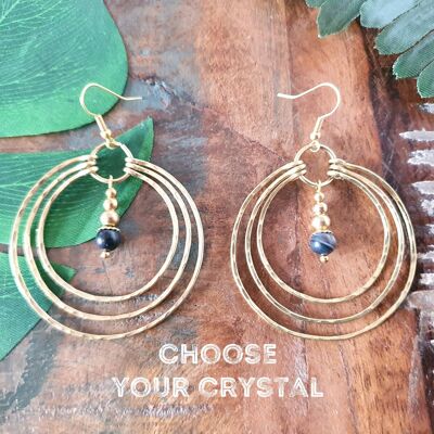 Custom crystal gold wire concentric hoop earrings
