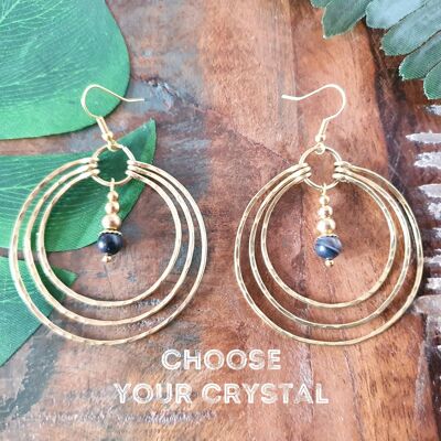 Pendientes de aro concéntricos de alambre de oro de cristal personalizados