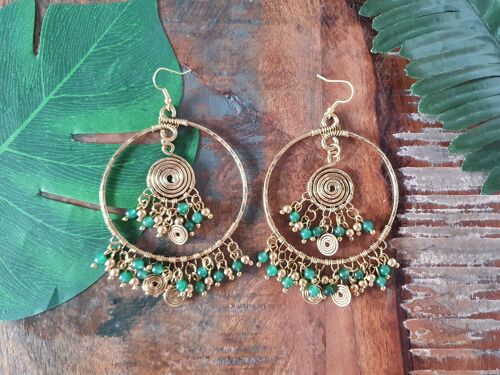 Jade crystal statement gold hoop earrings