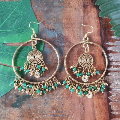 Jade crystal statement gold hoop earrings
