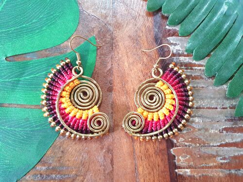 Sunset spiral macrame boho earrings