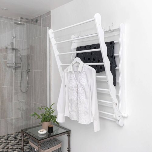 Doris Beech White | Wall Mounted Wooden Clothes Rail