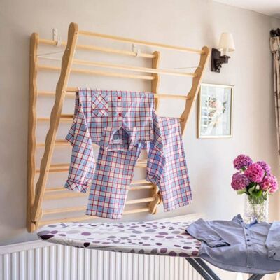Doris Pine Natural | Wall Mounted Clothes Drying Rack
