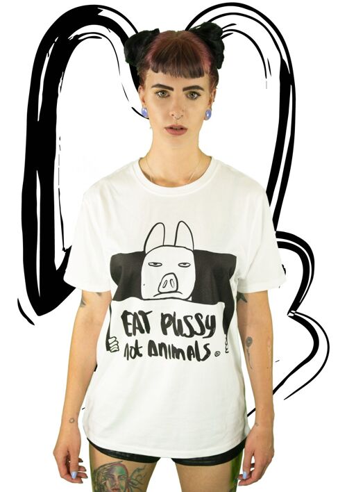 T-shirt Eat pussy not animals WHITE