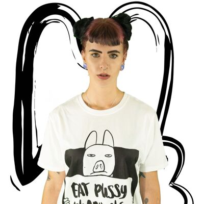 T-Shirt Essen Sie Pussy nicht Tiere WEISS