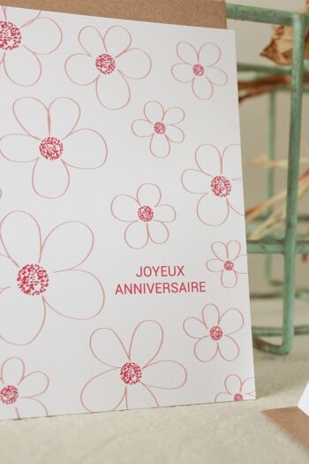 Compra Cartolina di buon compleanno fiori - rosa e prugna all'ingrosso