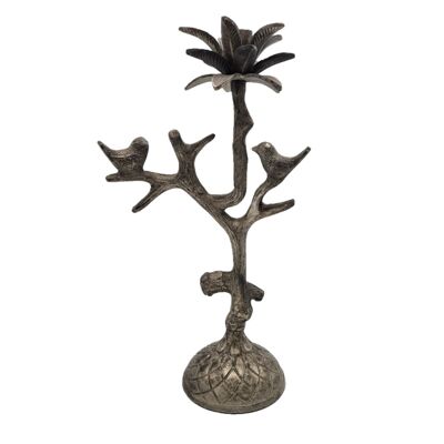 Candle Holder - Metal - Silver Antique - 41cm height