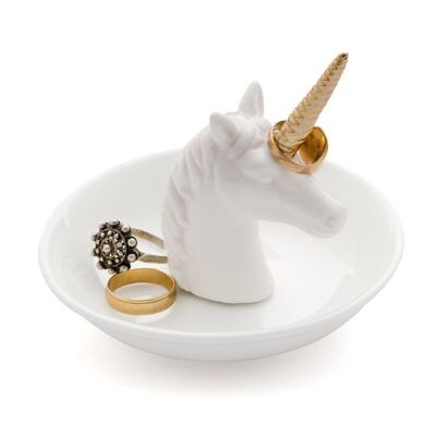 Ring holder, Unicorn, white, porcelain