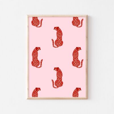 Roter Gepard-Wand-Kunstdruck - 1