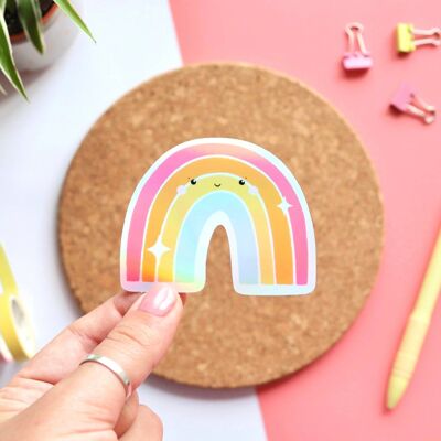 Smiley Holographic Rainbow Sticker