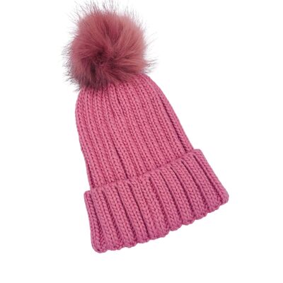 Cable Knit Hat -Pink