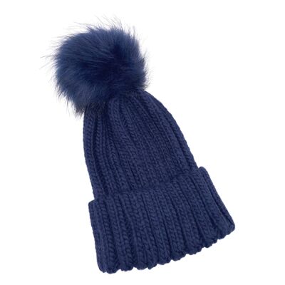 Cable Knit Hat - Navy