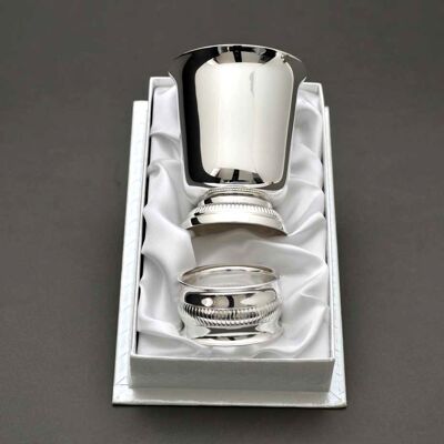 Box 2 pieces Godron silver metal