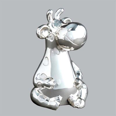Money box in silver metal Young deer