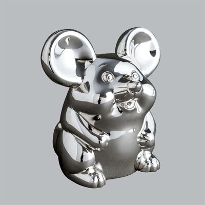 Money box in silver metal Little mouse