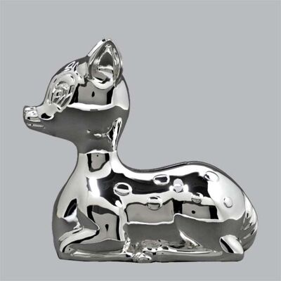 Money box in silver metal Bambi