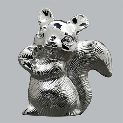 Money box in silver metal Squirrel