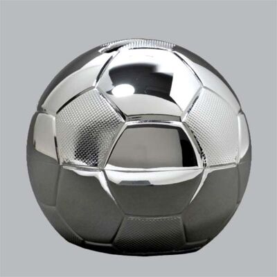 Money box in silver metal Soccer Ball