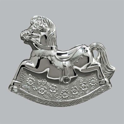 Piggy bank in silver metal Rocking horse