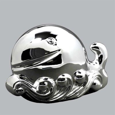Money box in silver metal Whale