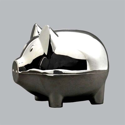 Piggy bank in silver metal Pig