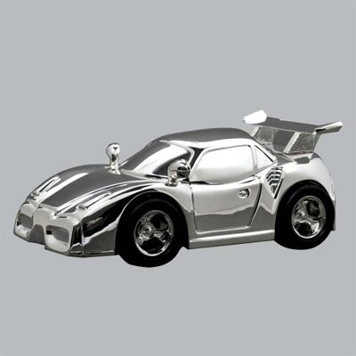 Money box in silver metal Race Car