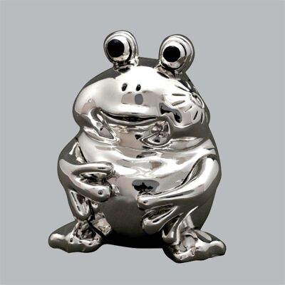 Money box in silver metal Frog