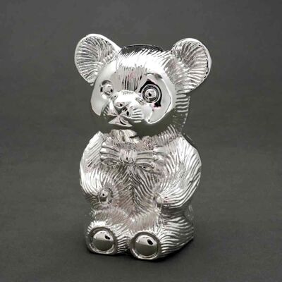 Money box in silver metal Bear