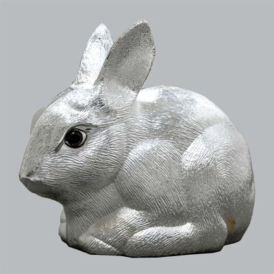 Money box in silver metal Rabbit