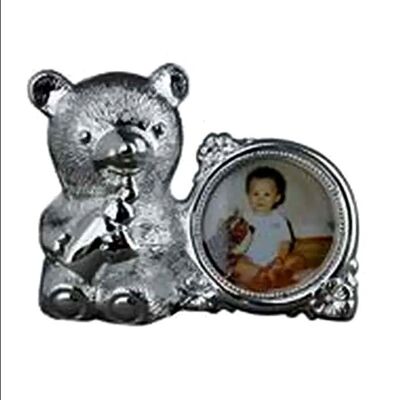 Money box in silver metal Frame + Bear