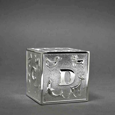 Tirelire en métal argenté Cube