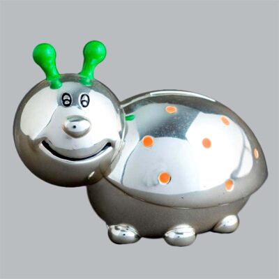 Money box in silver colored Ladybug
