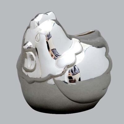 Money box in silver metal Petit Poussin