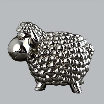 Tirelire en métal argenté Mouton