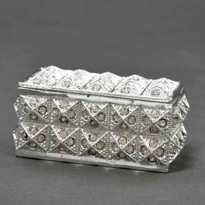 Oval silver metal box