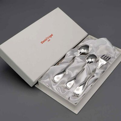 Coffret 3 pièces couvert enfant 17 cm Filets Anciens