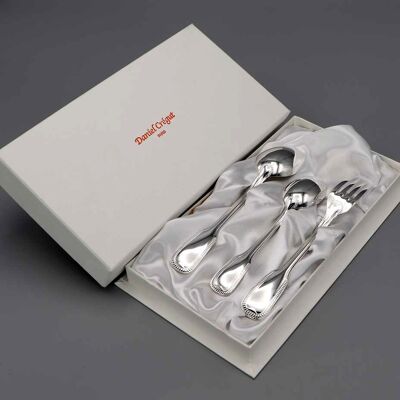 Box of 3 pieces children's cutlery 17 cm Filets Anciens
