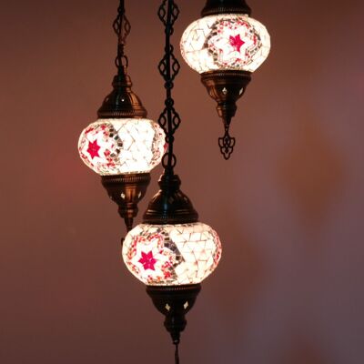 Oosterse lamp roze 3 bollen