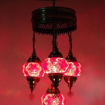 Lampada orientale rossa 4 lampadine