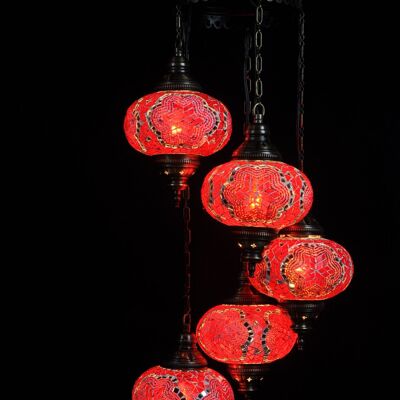 Lampada orientale rossa 5 lampadine